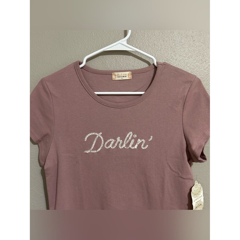 NEW Altar’d State Darlin’ Cotton Cropped Short Sleeve T Shirt Women’s Size XL - Picture 2 of 9